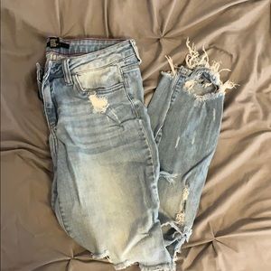 Ripped mom light blue washed out jeans